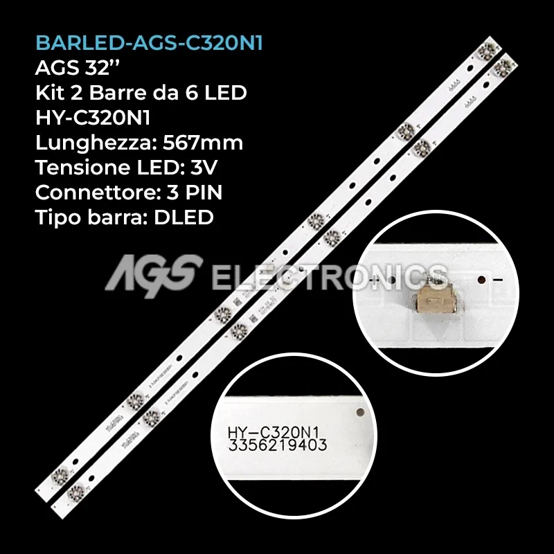 kit 2 barre LED retroilluminazione per Chigo 32 pollici modello L32AM68