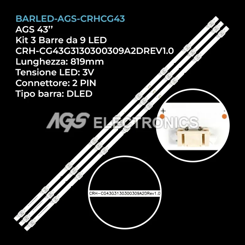 kit 3 barre LED retroilluminazione per Hitachi 43 pollici modello 43G31