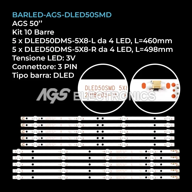 kit 10 barre LED retroilluminazione per Onn 50 pollici modello CTV50UHDSM