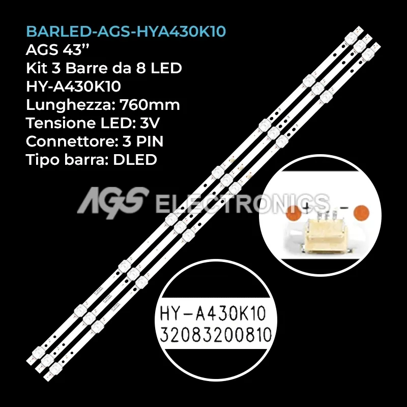 kit 3 barre LED retroilluminazione per JCL 43 pollici modello JCL43UHDS