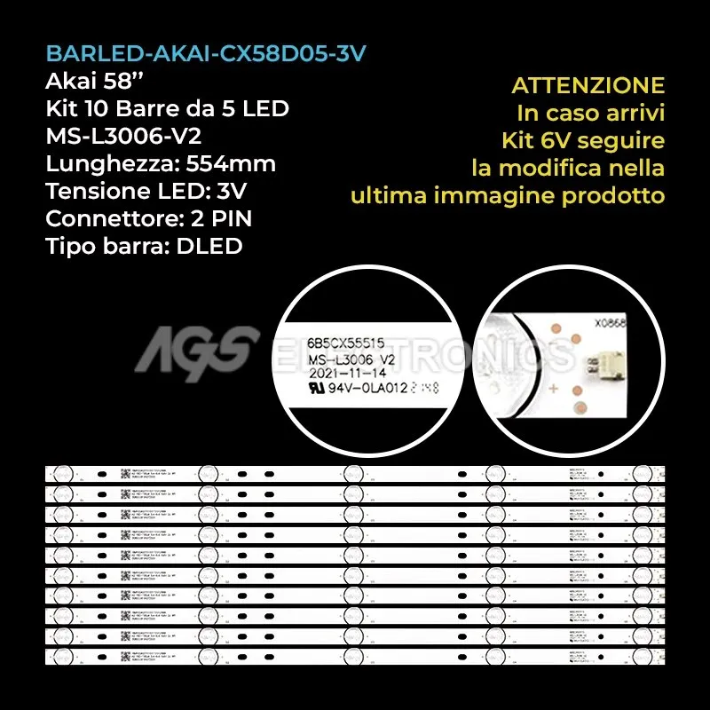 kit 10 barre LED retroilluminazione per TD-System 58 pollici modello K58DLX9US
