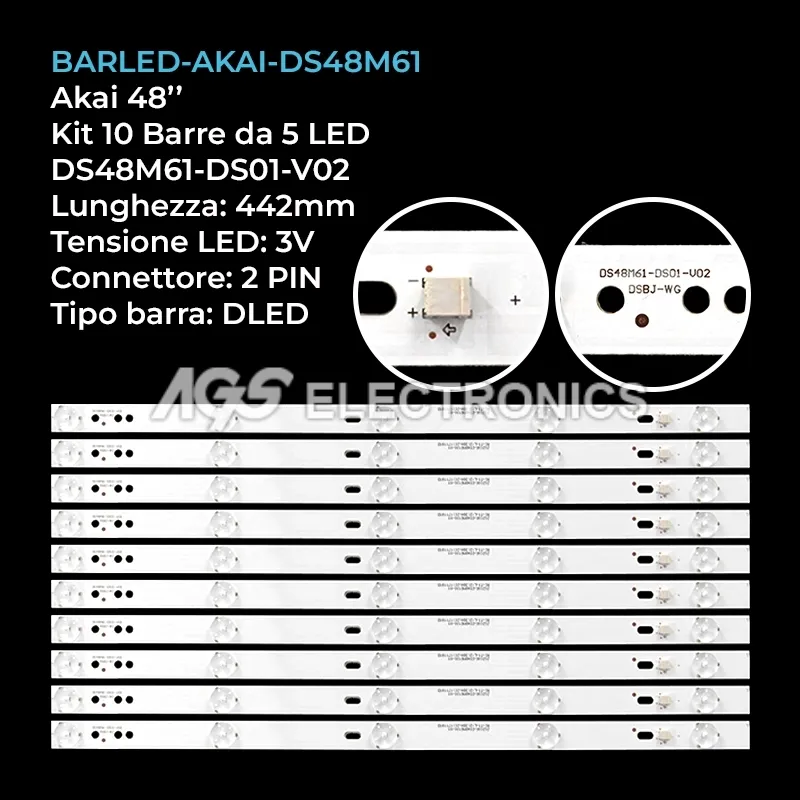 kit 10 barre LED retroilluminazione per QBELL 48 pollici modello QT48J03