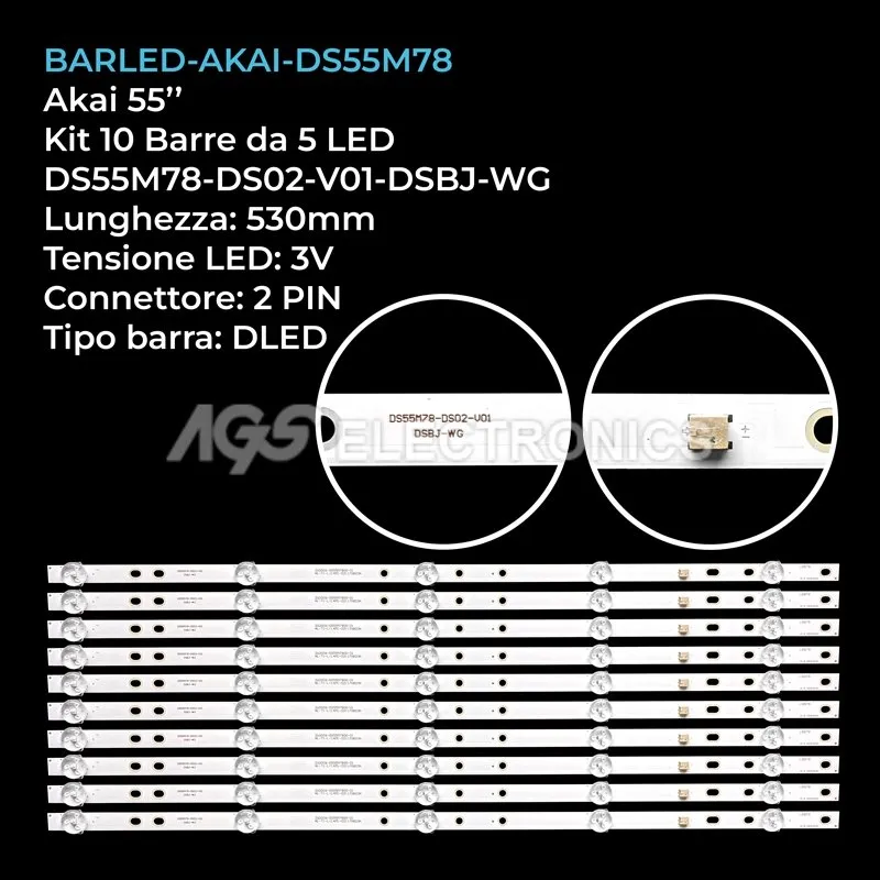 kit 10 barre LED retroilluminazione per Baird 55 pollici modello TI5510D