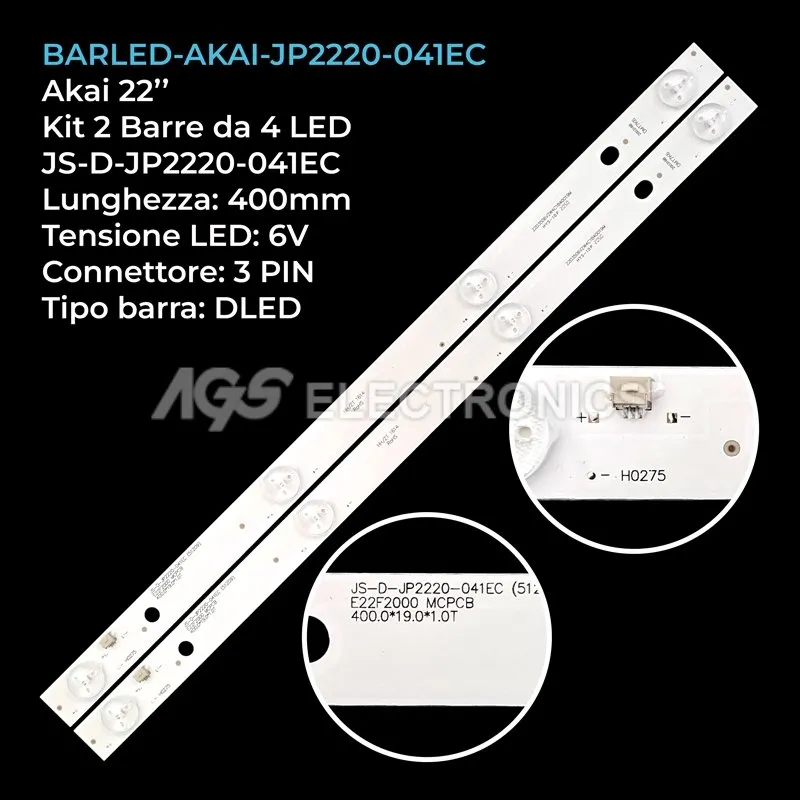 kit 2 barre LED retroilluminazione per Akai 22 pollici modello AKTV2217J