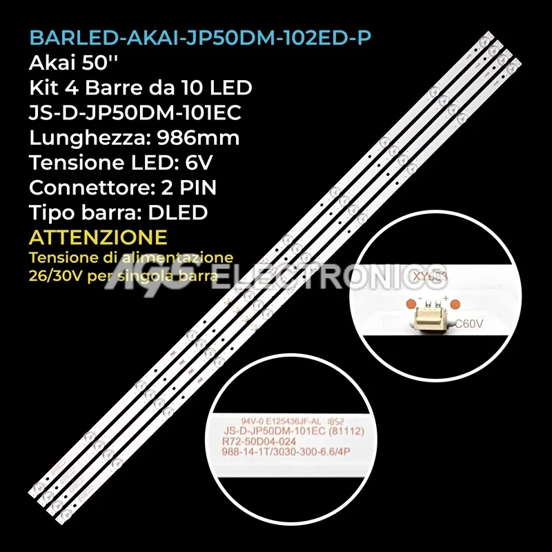 kit 4 barre LED retroilluminazione per TD-System 50 pollici modello K50DLJ11US