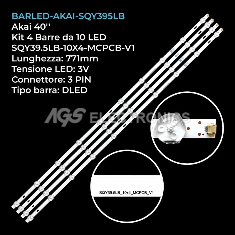 kit 4 barre LED retroilluminazione per Akai 40 pollici modello JE400D3HC2N