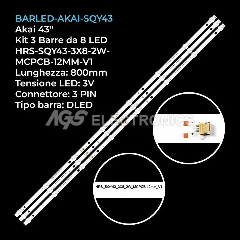 kit 3 barre LED retroilluminazione per Rca 43 pollici modello HV430QUBN1B