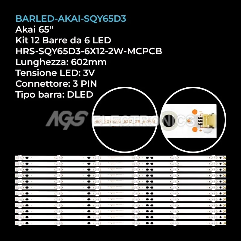 kit 12 barre LED retroilluminazione per Rca 65 pollici modello RNSMU6540