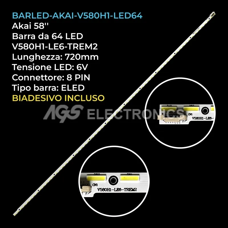 kit 1 barre LED retroilluminazione per Changhong 58 pollici modello 58Q2F