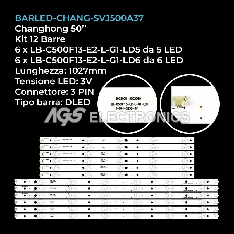 kit 12 barre LED retroilluminazione per Hitachi 50 pollici modello LE50H508