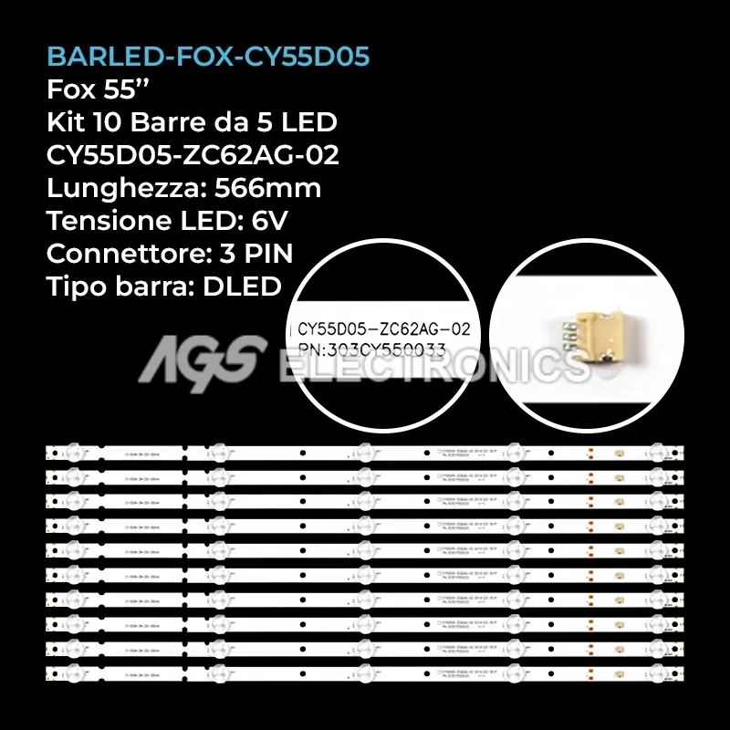 kit 10 barre LED retroilluminazione per Onvo 55 pollici modello OV559000