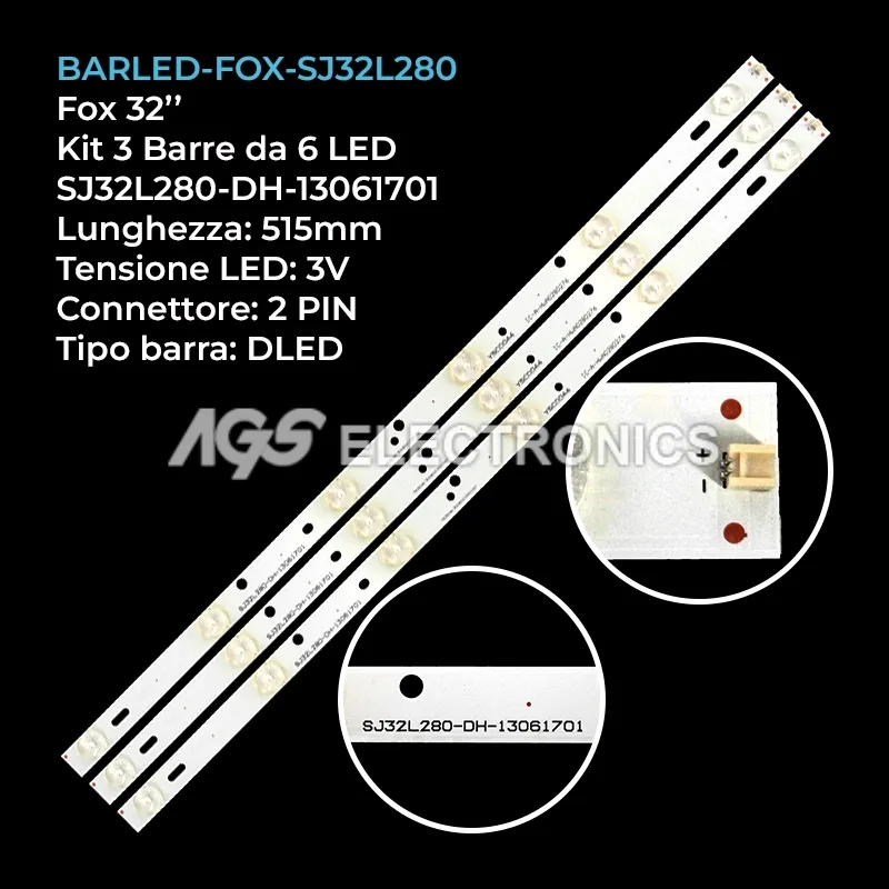 kit 3 barre LED retroilluminazione per Fox 32 pollici modello 32D150