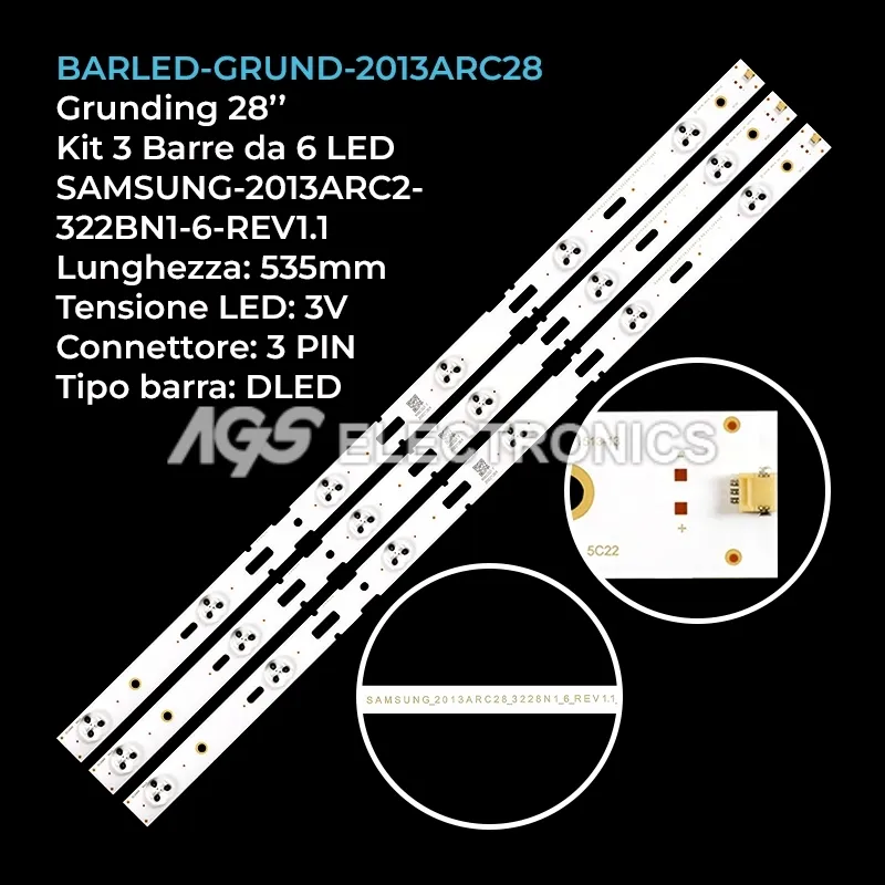kit 3 barre LED retroilluminazione per Arcelink 28 pollici modello A28LW5433