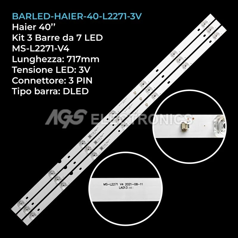 kit 3 barre LED retroilluminazione per Pioneer 40 pollici modello LED40B570P
