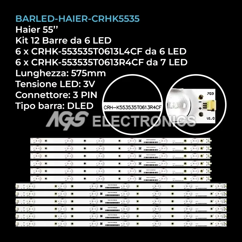 kit 12 barre LED retroilluminazione per Rca 55 pollici modello RLD5515A