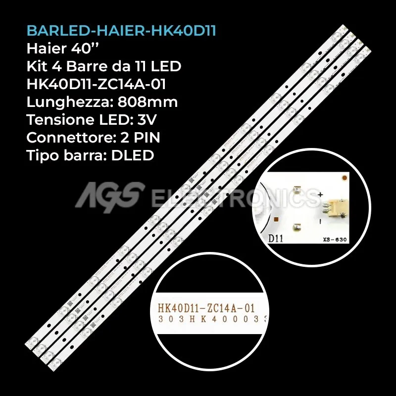 kit 4 barre LED retroilluminazione per Huike 40 pollici modello F40PB5000A