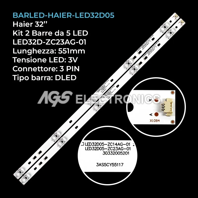 kit 2 barre LED retroilluminazione per Kivi 32 pollici modello 32HR52GR
