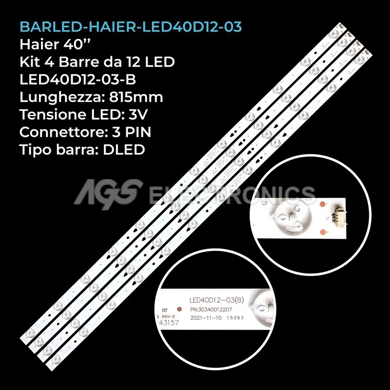 kit 4 barre LED retroilluminazione per Jvc 40 pollici modello LT40C550