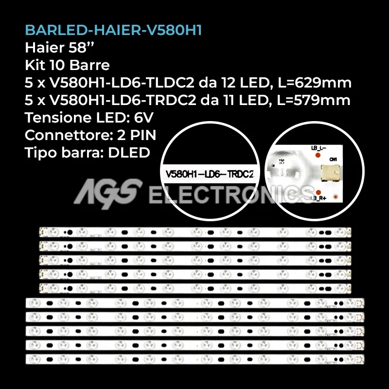 kit 10 barre LED retroilluminazione per Nec 58 pollici modello E585