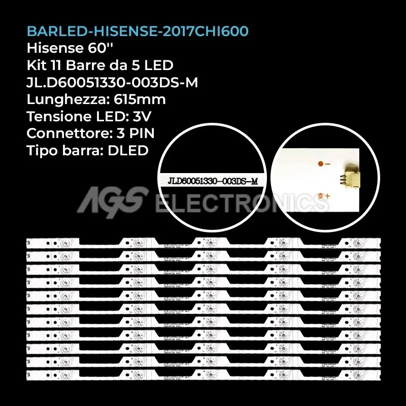 kit 11 barre LED retroilluminazione per Hisense 60 pollici modello H60NEC5605