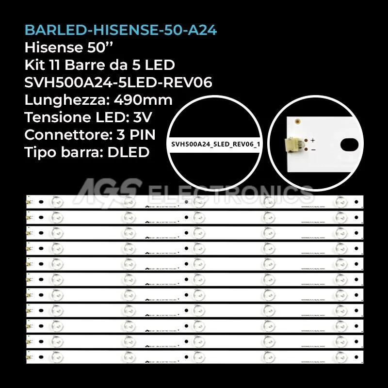 kit 11 barre LED retroilluminazione per Hisense 50 pollici modello LED50EC290N
