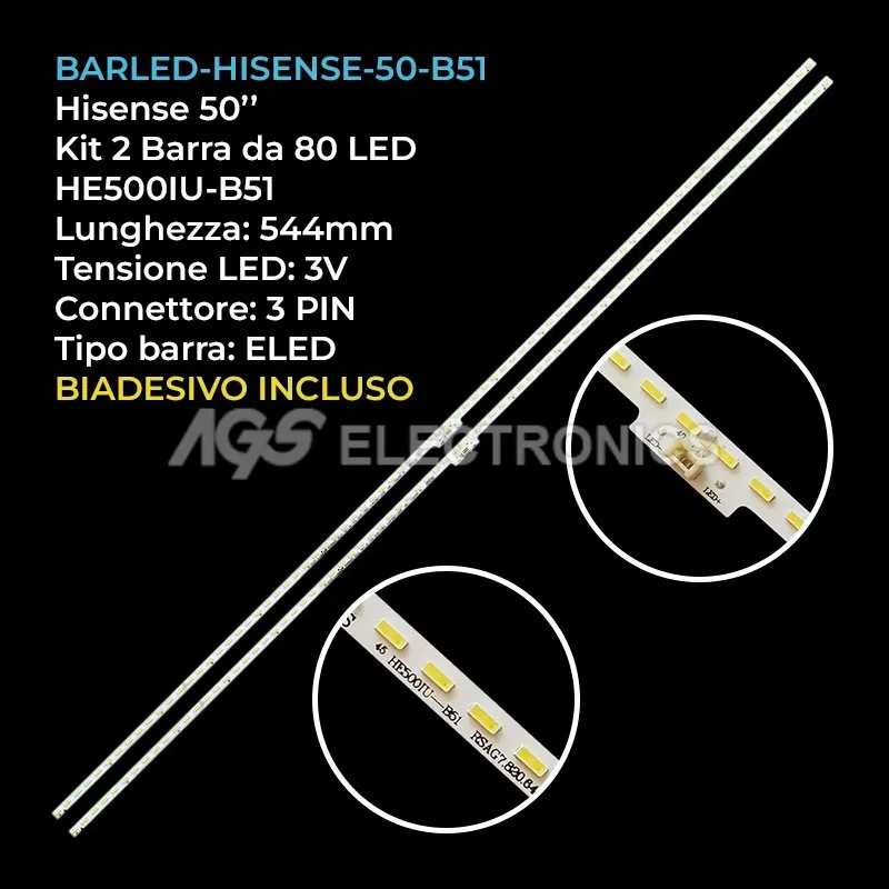 kit 2 barre LED retroilluminazione per Sharp 50 pollici modello LC50N7000U