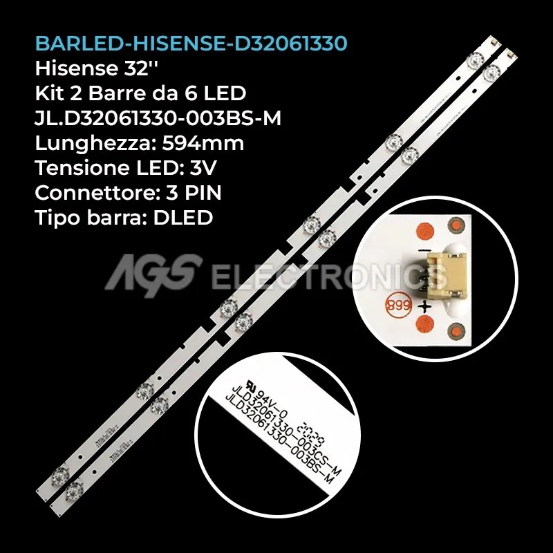 kit 2 barre LED retroilluminazione per Hisense 32 pollici modello LED32N2000
