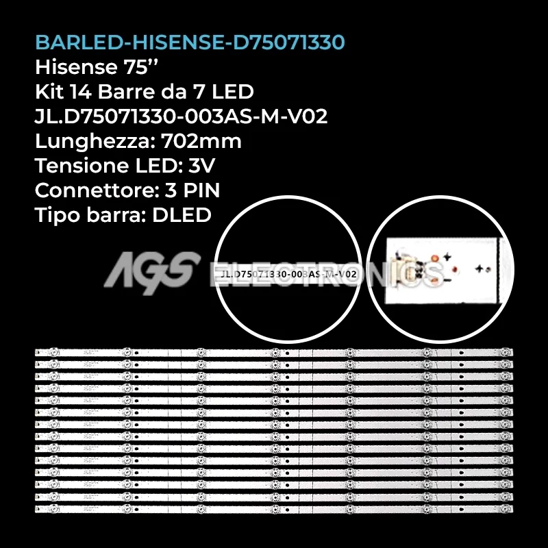 kit 14 barre LED retroilluminazione per Hisense 75 pollici modello HZ75A65