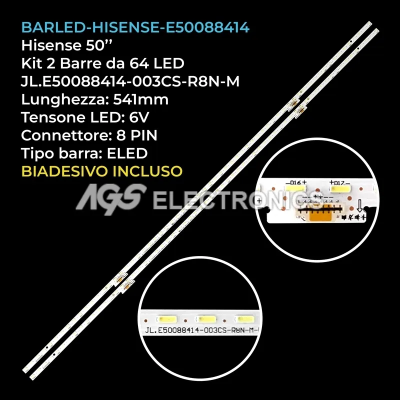kit 2 barre LED retroilluminazione per Hisense 50 pollici modello HZ50U7A