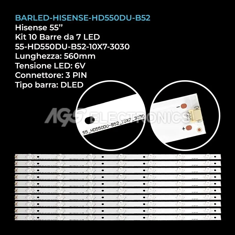 kit 10 barre LED retroilluminazione per Sharp 55 pollici modello LC55P8000U