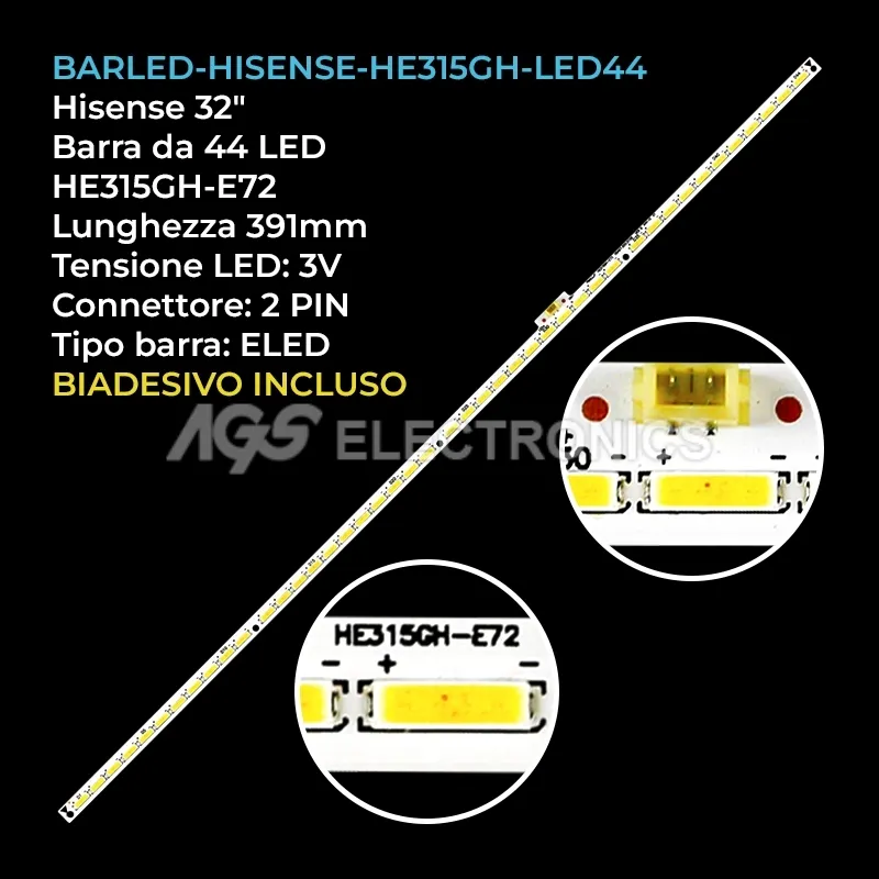 kit 1 barre LED retroilluminazione per Hisense 32 pollici modello LED32A300J