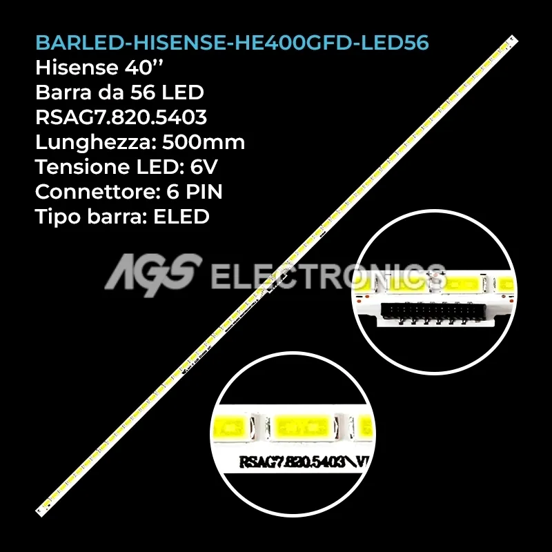 kit 1 barre LED retroilluminazione per Hisense 40 pollici modello LED32MS92C