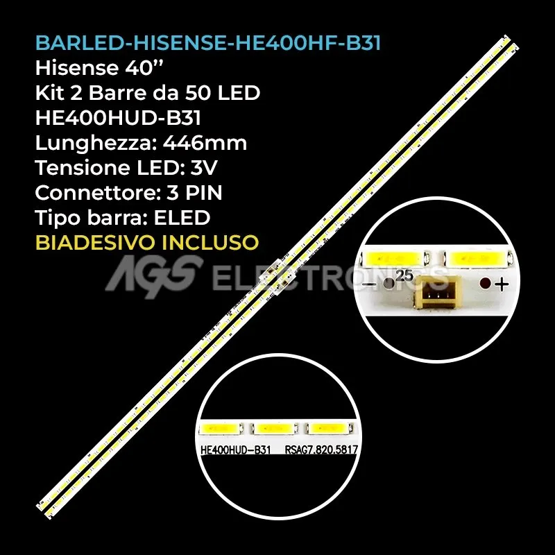 kit 2 barre LED retroilluminazione per Hisense 40 pollici modello LED40L288