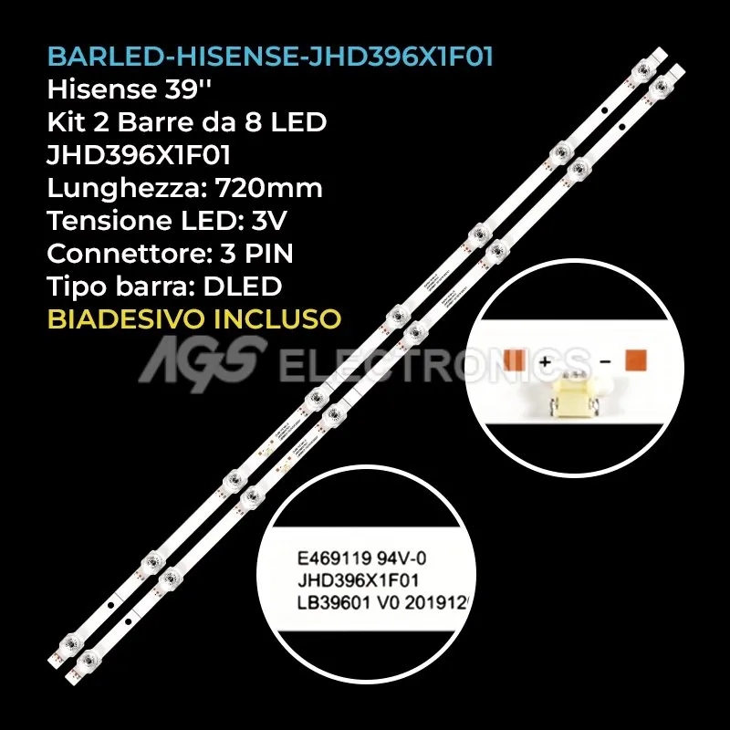kit 2 barre LED retroilluminazione per Hisense 39 pollici modello A203904