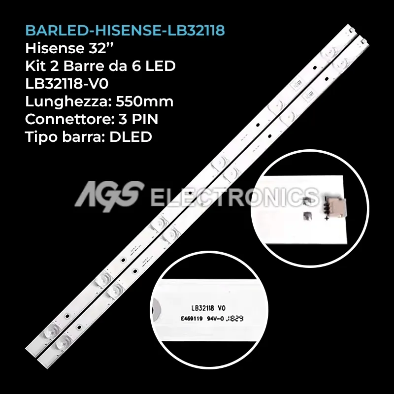 kit 2 barre LED retroilluminazione per Hisense 32 pollici modello H32A5000