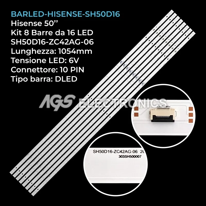 kit 8 barre LED retroilluminazione per Hisense 50 pollici modello 50U7QF