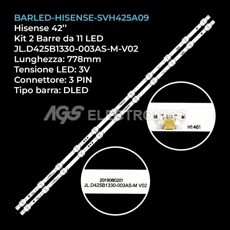 kit 2 barre LED retroilluminazione per Hisense 42 pollici modello 43A6FG