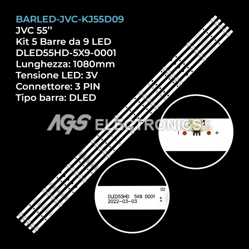 kit 5 barre LED retroilluminazione per Skytech 55 pollici modello ST5530US