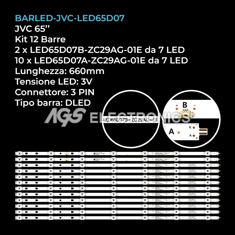 kit 12 barre LED retroilluminazione per Haier 65 pollici modello 65T76