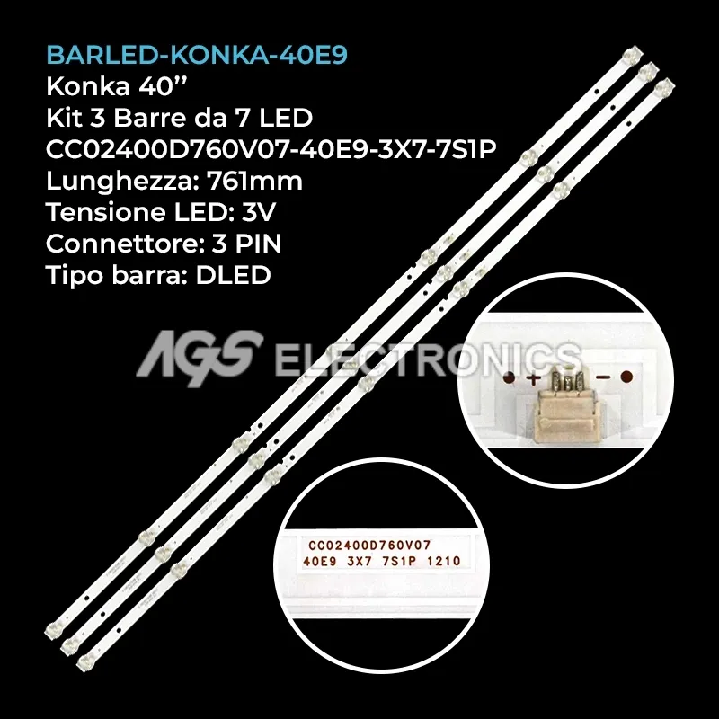 kit 3 barre LED retroilluminazione per Zephir 40 pollici modello T40FHDTV