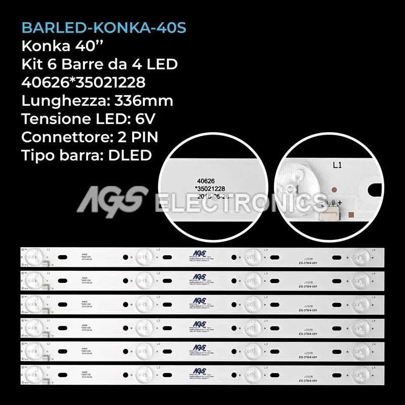 kit 6 barre LED retroilluminazione per Rca 40 pollici modello L40T20SMART