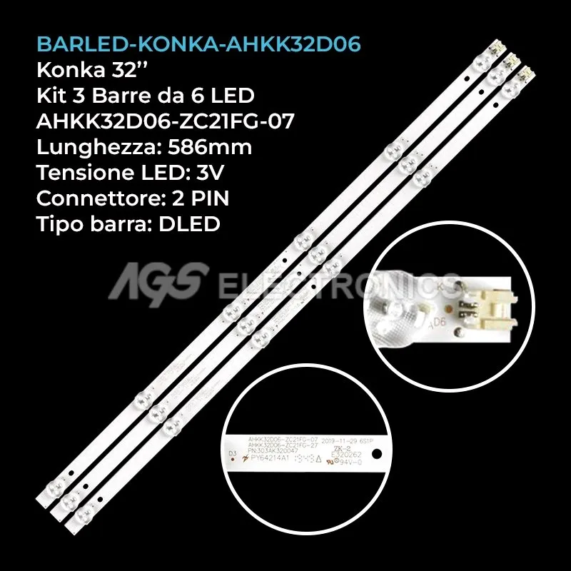 kit 3 barre LED retroilluminazione per Konka 32 pollici modello LED32F360C