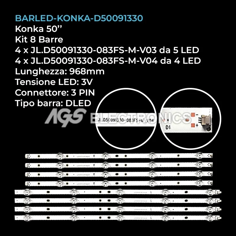 kit 8 barre LED retroilluminazione per Konka 50 pollici modello B50U