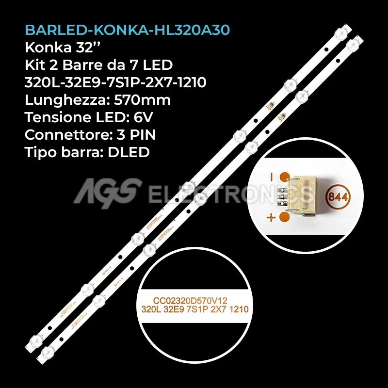 kit 2 barre LED retroilluminazione per Rca 32 pollici modello RLDEDV3255AC