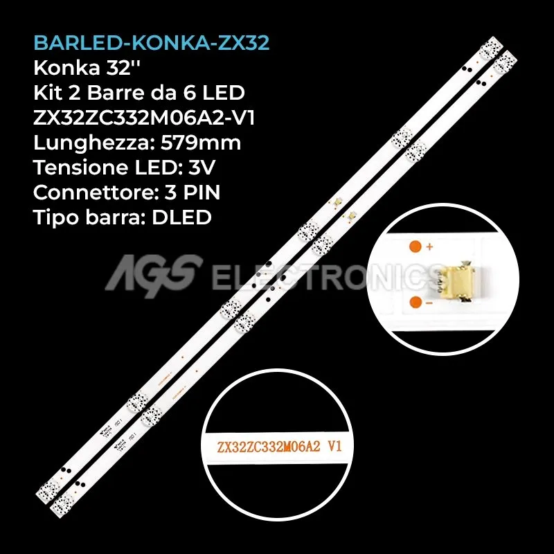 kit 2 barre LED retroilluminazione per Haier 32 pollici modello CN320CN725