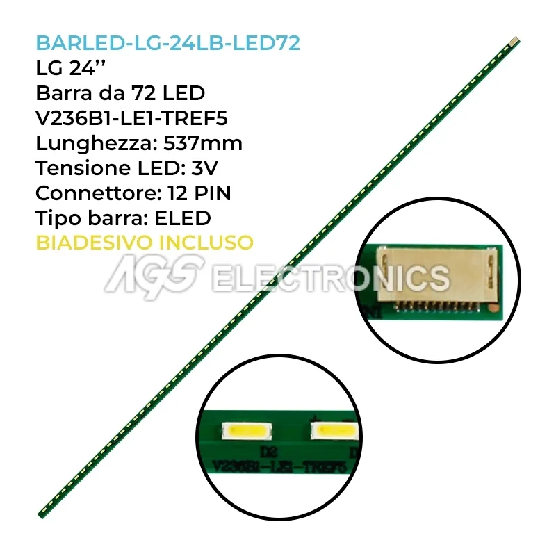kit 1 barre LED retroilluminazione per Hisense 24 pollici modello LED24K200D