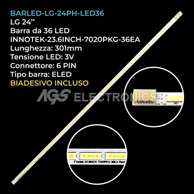 kit 1 barre LED retroilluminazione per Vestel 24 pollici modello VES236WNEC03