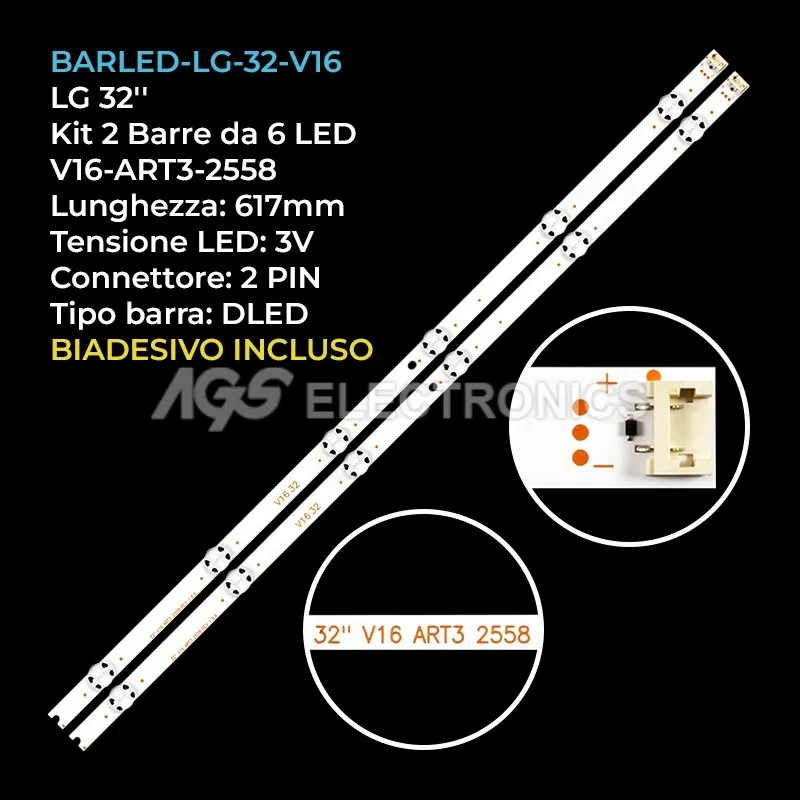 kit 2 barre LED retroilluminazione per LG 32 pollici modello 32LH530V
