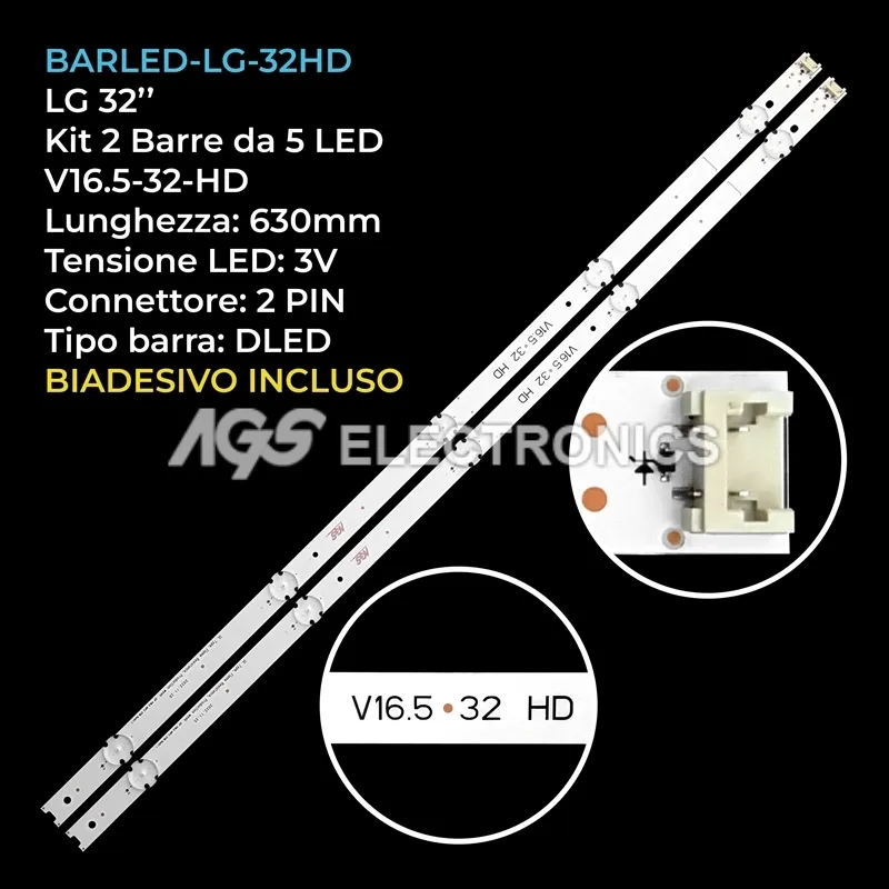 kit 2 barre LED retroilluminazione per LG 32 pollici modello 32LJ600B