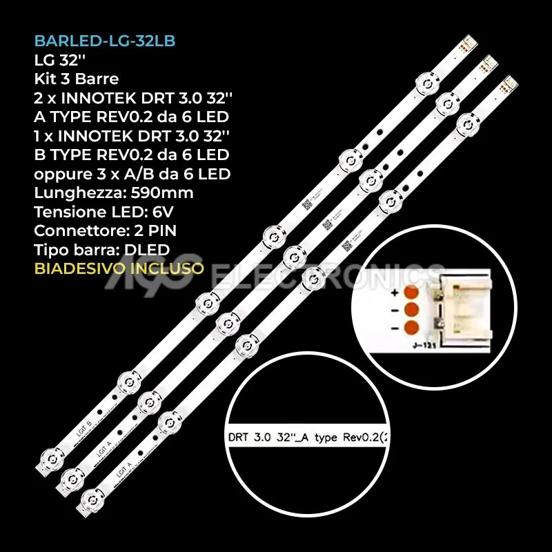 kit 3 barre LED retroilluminazione per LG 32 pollici modello 32LB560B